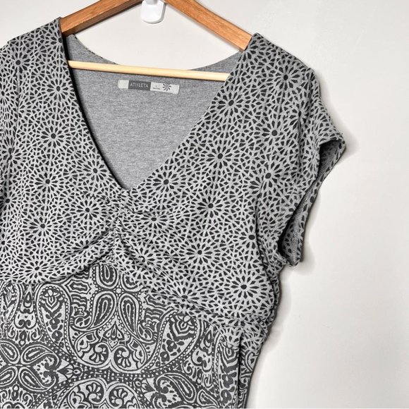 Athleta Womens Size Large Grey Dhara Paisley Double Layer Burnout Dress Casual - Picture 3 of 8